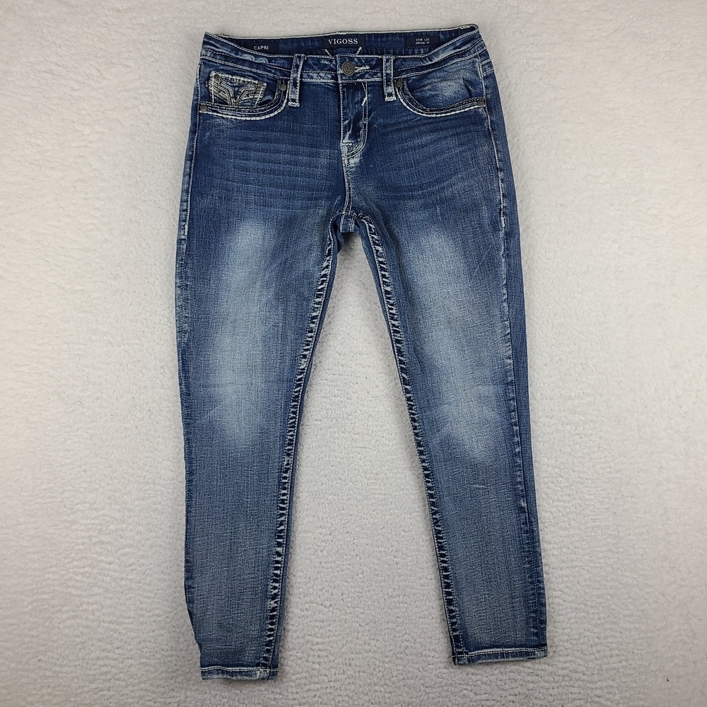 Vigoss Jeans Womens 7/8 - 27 Blue Capri Heritage Fit‎ Dark Wash Denim
